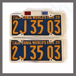 California YOM License Plate Frames Pair 1929 - 1939 for DMV Month Year Stickers