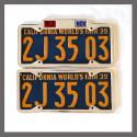 California YOM License Plate Frames Pair 1929 - 1939 for DMV Month Year Stickers