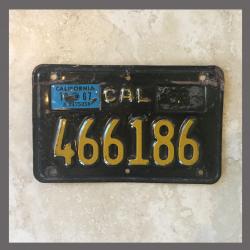 1963 California YOM Motorcycle License Plate For Sale - 466186