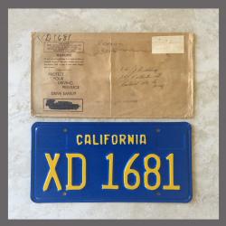 1970 - 1980 California YOM Trailer License Plate For Sale - Original Vintage XD1681