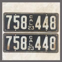 1923 California YOM License Plates For Sale - Original Vintage Pair 758448