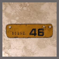 1946 Original California YOM DMV Motorcycle License Plate Metal Tag