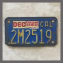 1970 - 1980 California YOM Motorcycle License Plate For Sale - 2M2519