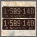 1927 California YOM License Plates For Sale - Original Vintage Pair 1589140