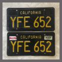 1963 California YOM License Plates For Sale - Original Vintage Pair YFE652
