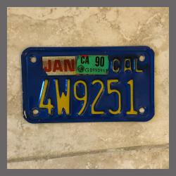 1970 - 1980 California YOM Motorcycle License Plate For Sale - 4W9251