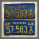 1970 - 1980 California YOM License Plates Pair Original 57583X Truck