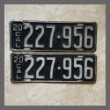 1920 California YOM License Plates For Sale - Original Vintage Pair 227956