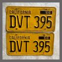 1956 California YOM License Plates For Sale - Original Vintage Pair DVT395