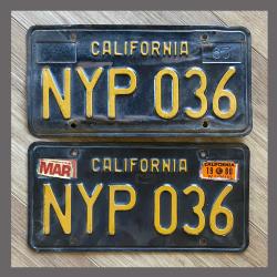 1963 California YOM License Plates For Sale - Original Vintage Pair NYP036