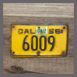 1956 California YOM Motorcycle License Plate For Sale - 6009