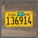 1956 California YOM Motorcycle License Plate For Sale - 136914