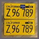 1956 California YOM License Plates For Sale - Original Vintage Pair Z96789 Truck