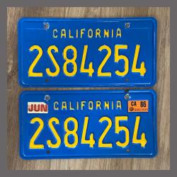 1980 California YOM License Plates For Sale - Original Vintage Pair 2S84254