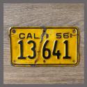 1956 California Motorcycle License Plate For Sale - 13641