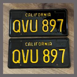 1963 California YOM License Plates For Sale - Vintage Pair QVU897