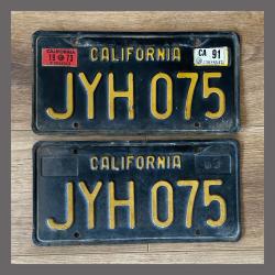 1963 California YOM License Plates For Sale - Original Vintage Pair JYH075