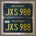 1963 California YOM License Plates For Sale - Original Vintage Pair JXS988