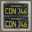 1963 California YOM License Plates For Sale - Original Vintage Pair CDN346