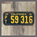 1941 California Trailer License Plate For Sale - Original Vintage 59316
