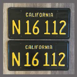 1963 California YOM License Plates For Sale - Restored Vintage Pair N16112 Truck