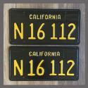 1963 California YOM License Plates For Sale - Restored Vintage Pair N16112 Truck