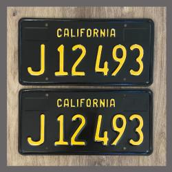 1963 California YOM License Plates For Sale - Restored Vintage Pair J12493 Truck