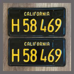 1963 California YOM License Plates For Sale - Restored Vintage Pair H58469 Truck