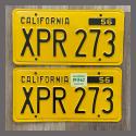 1956 California YOM License Plates For Sale - Original Vintage Pair XPR273
