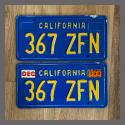 1970 - 1980 California YOM License Plates For Sale - Original Vintage Pair 367ZFN