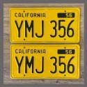 1956 California YOM License Plates For Sale - Restored Vintage Pair YMJ356