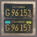 1963 California YOM License Plates For Sale - Original Vintage Pair G96153 Truck