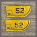 1952 Original California YOM DMV License Plate Metal Corner Tags Pair