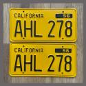 1956 California YOM License Plates For Sale - Restored Vintage Pair AHL278