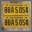 1947 California YOM License Plates Pair Original 88A5054