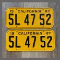 1947 California YOM License Plates For Sale - Restored Vintage Pair 5L4752