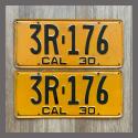 1930 California YOM License Plates For Sale - Original Pair 3R176