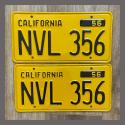 1956 California YOM License Plates For Sale - Restored Vintage Pair NVL356