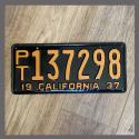 1937 California Trailer License Plate For Sale - Repainted Vintage 137298
