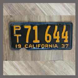 1937 California Trailer License Plate For Sale - Original Vintage 71644