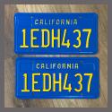 1980 California YOM License Plates For Sale - Original Vintage Pair 1EDH437