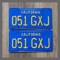1970 - 1980 California YOM License Plates For Sale - Restored Vintage Pair 051GXJ