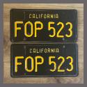 1963 California YOM License Plates For Sale - Original Vintage Pair FOP523