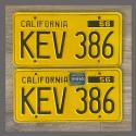 1956 California YOM License Plates For Sale - Original Vintage Pair KEV386