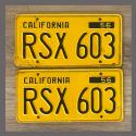 1956 California YOM License Plates For Sale - Original Vintage Pair RSX603
