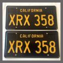 1963 California YOM License Plates For Sale - Restored Vintage Pair XRX358