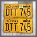 1956 California YOM License Plates For Sale - Original Vintage Pair DTT745