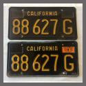 1963 California YOM License Plates For Sale - Original Vintage Pair 88627G Truck