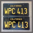 1963 California YOM License Plates For Sale - Restored Vintage Pair WPC413