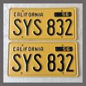 1956 California YOM License Plates For Sale - Restored Vintage Pair SYS832